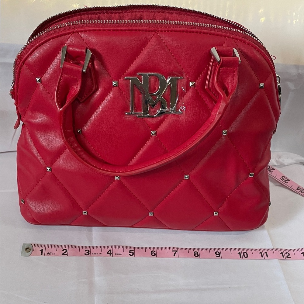 Badgley Mischka Red Quilted Satchel